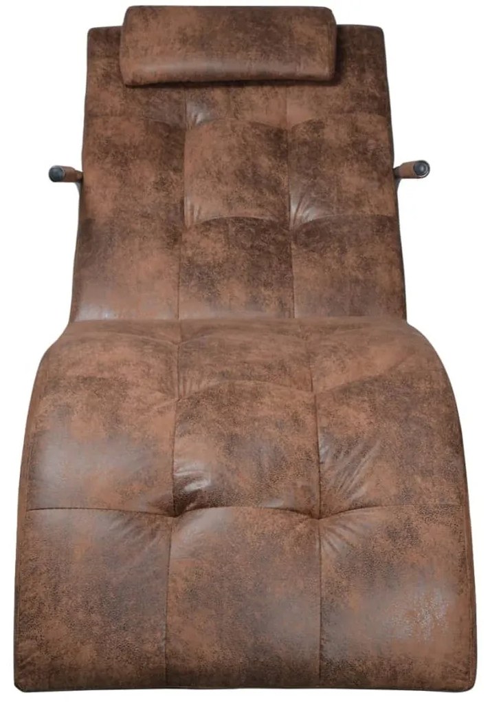 244093 vidaXL Șezlong cu pernă, maro, aspect piele întoarsă