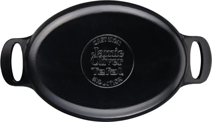 Cratita din fonta Tefal E2125455 Jamie Oliver, 5,1 l, 45 cm, Forma ovala, Pana la 250 °C, Emailata, Inductie, Negru