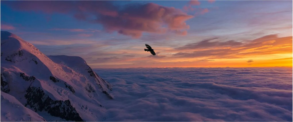 Tablou în apus de soare, Mont Blanc (120x50 cm)