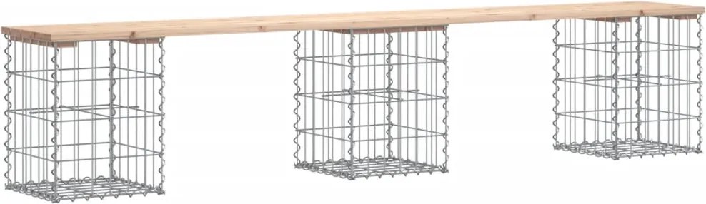 vidaXL Bancă de grădină, design gabion, 203x31x42cm, lemn masiv de pin