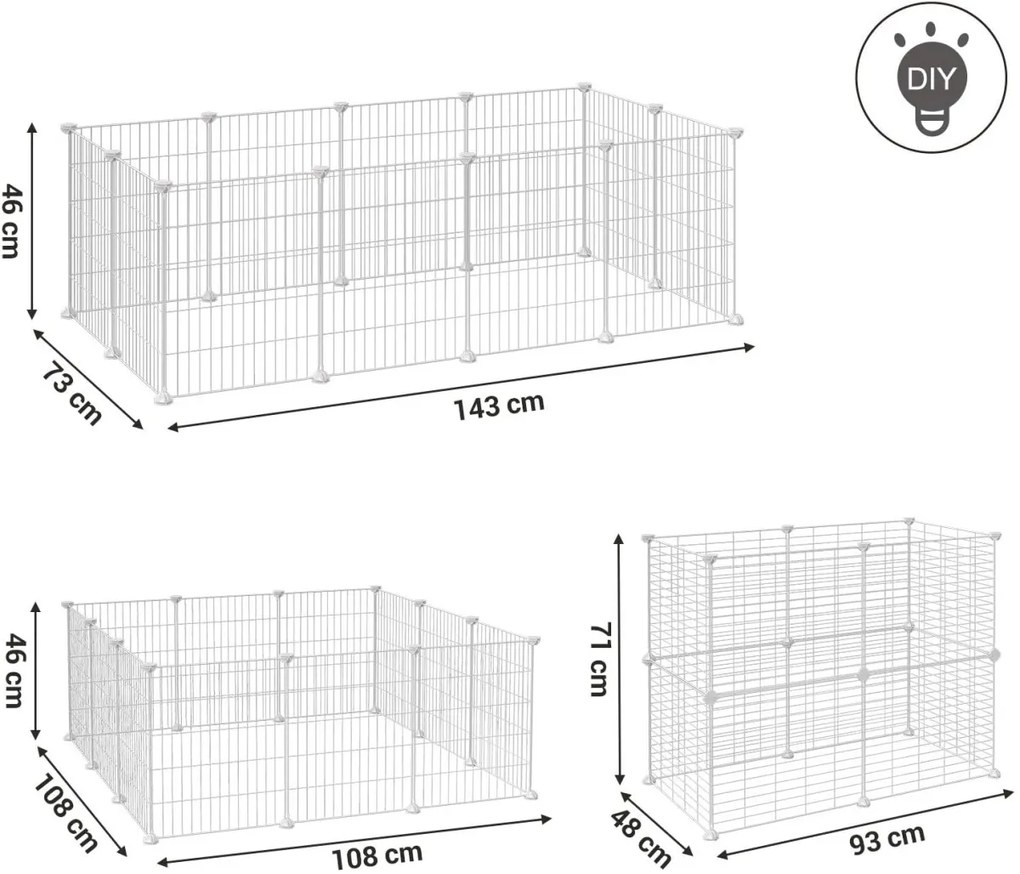 Gard pentru animale mici ANIMAL 143x73x46 cm, alb
