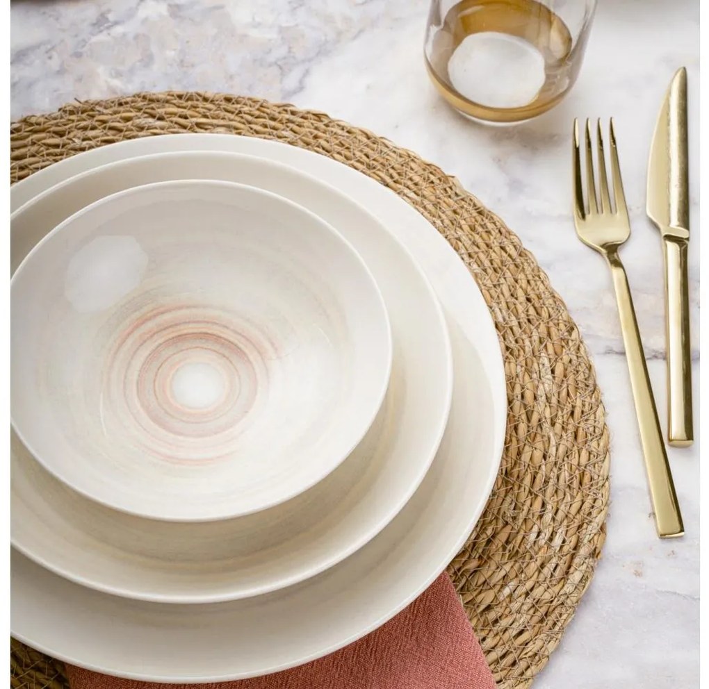 Set veselă 24 piese bej/porțelan