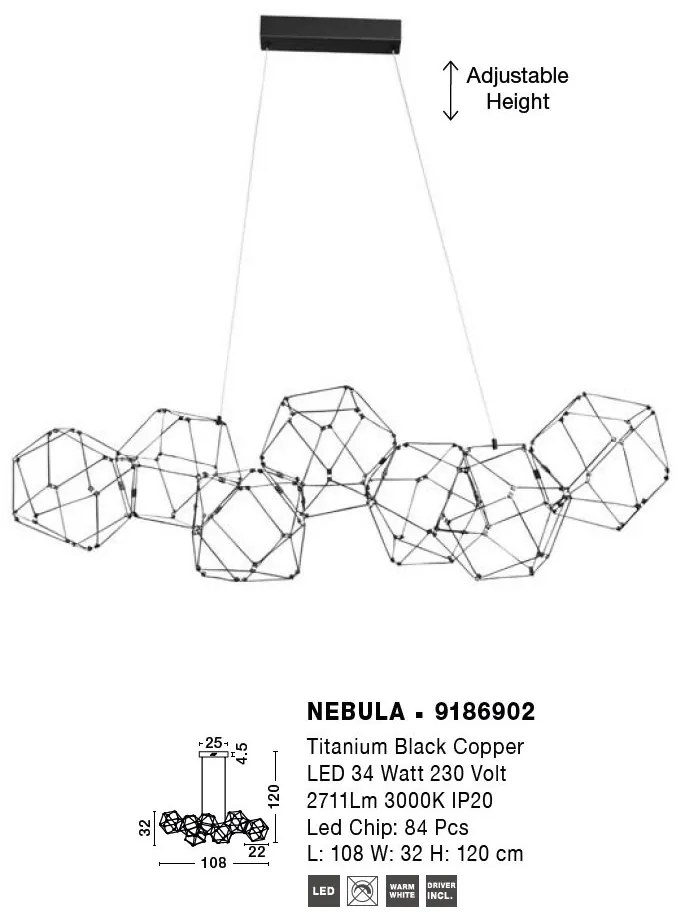 Lustra LED suspendata design modern NEBULA