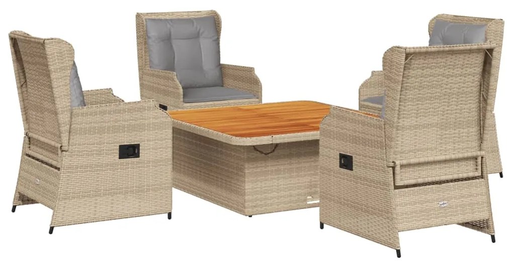 3262743 vidaXL Set mobilier de grădină cu perne, 5 piese, bej, poliratan