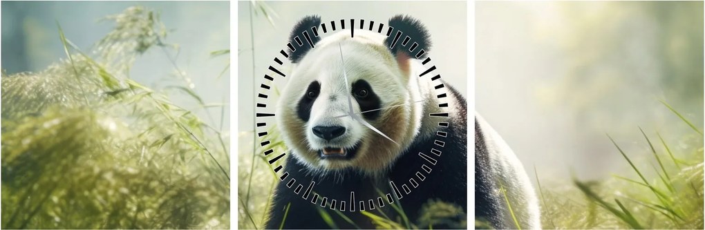 Tablou - Panda (cu ceas) (90x30 cm)