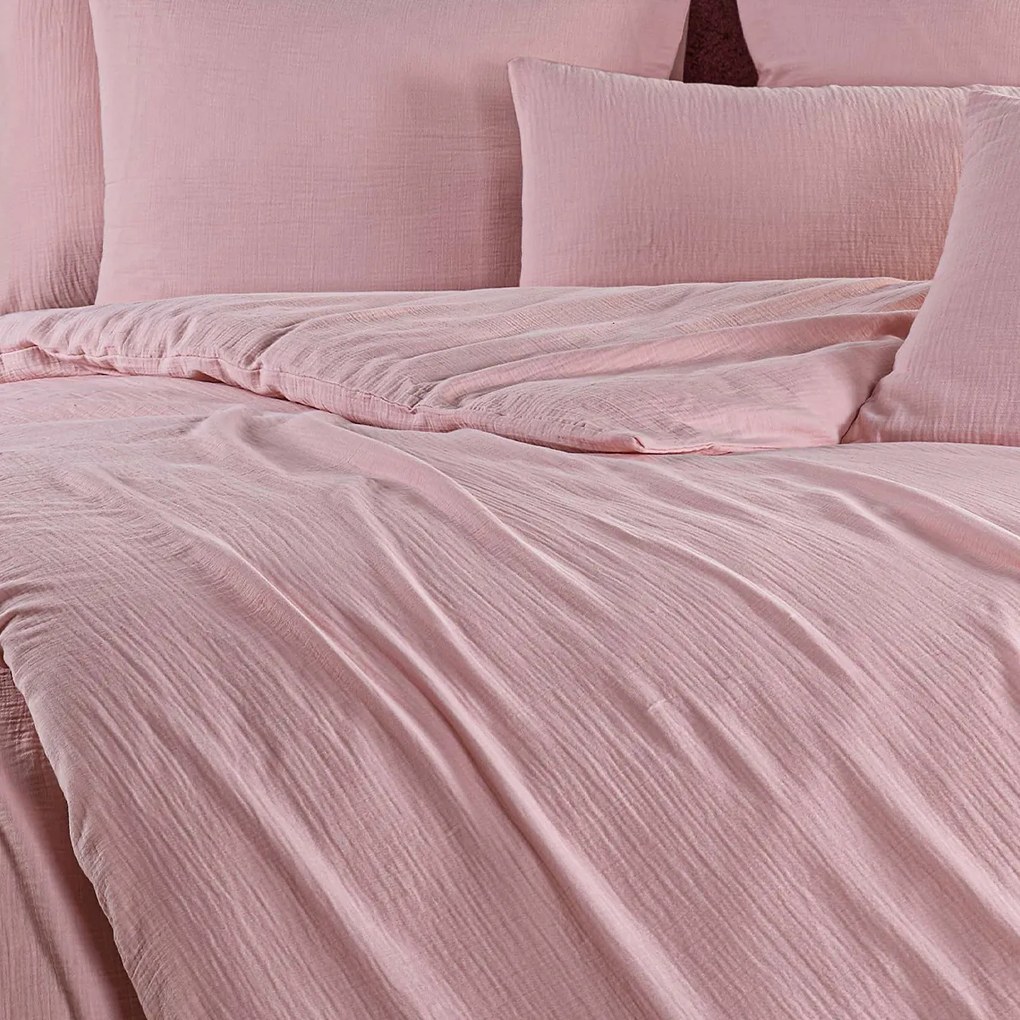 Lenjerie de pat din muselină 4Home Rosa, 140 x 220 cm, 70 x 90 cm