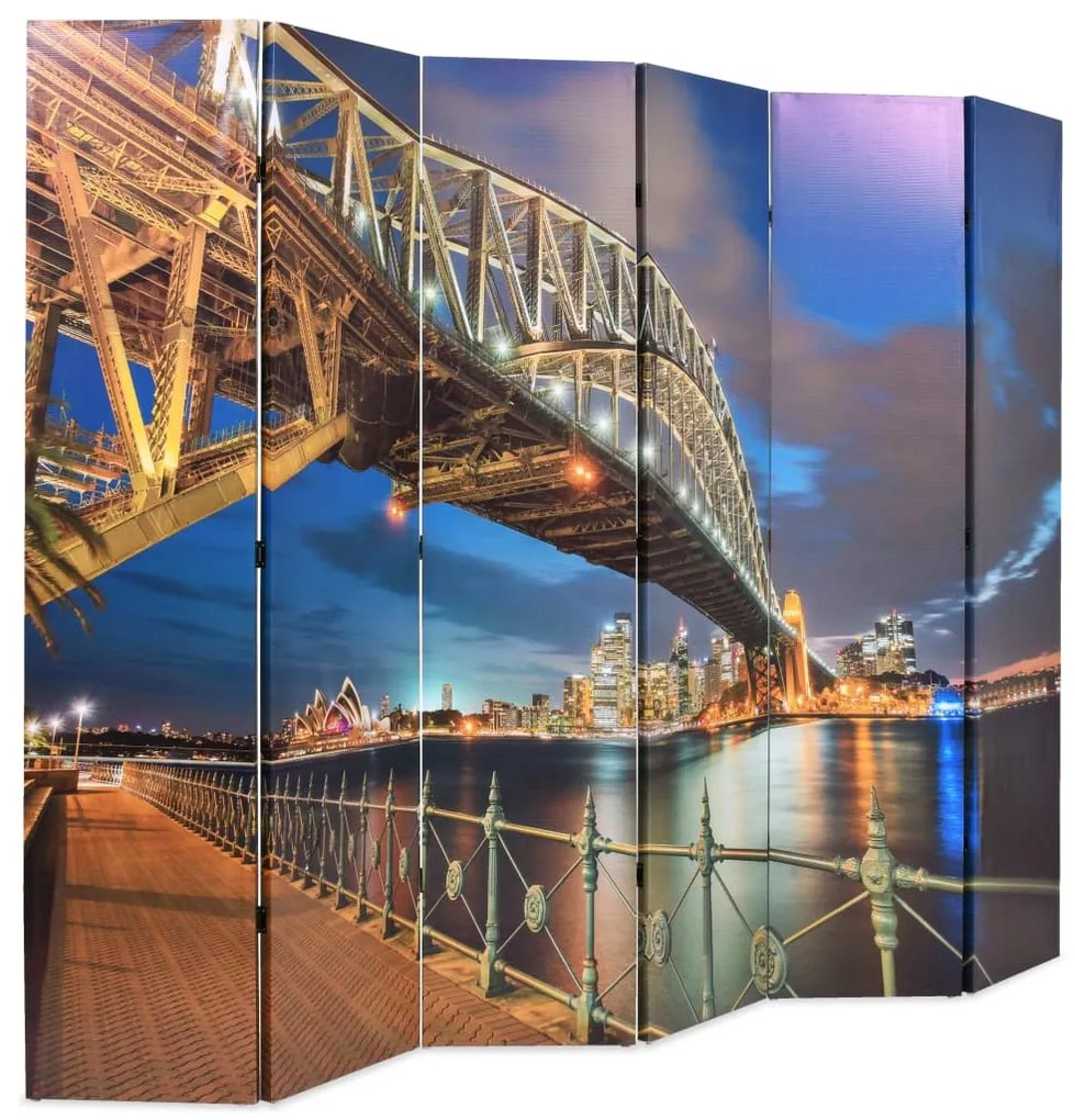 245868 vidaXL Paravan de cameră pliabil, 228 x 170 cm, Sydney Harbour Bridge