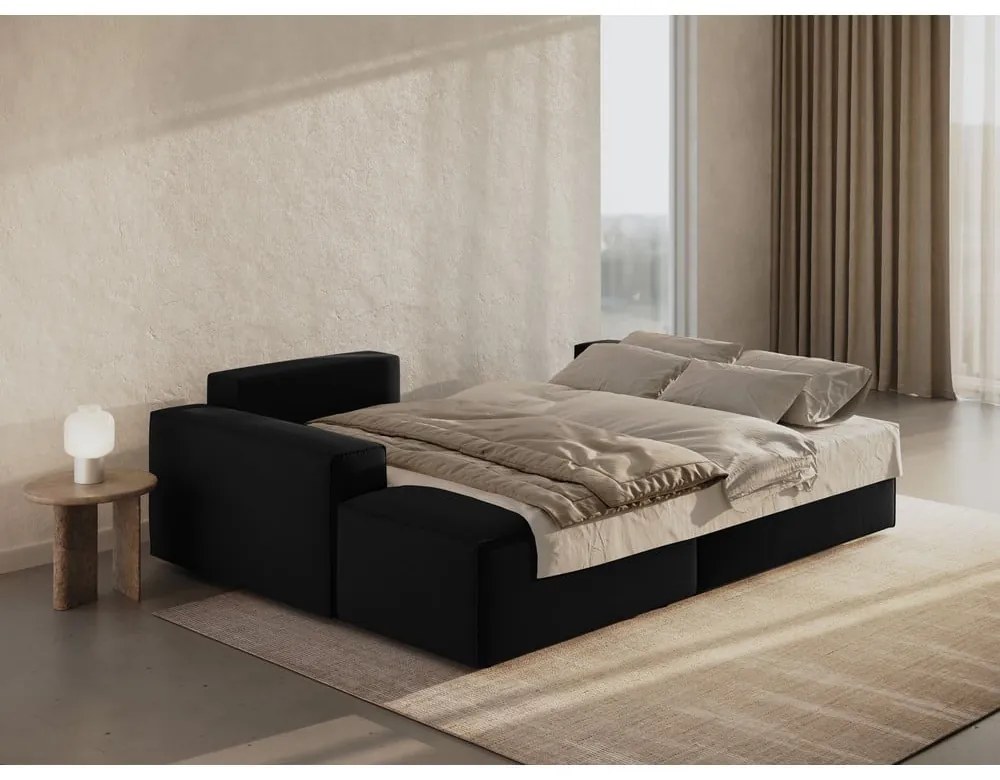 Colțar negru extensibil (cu colț pe partea stângă ) Jodie – Micadoni Home