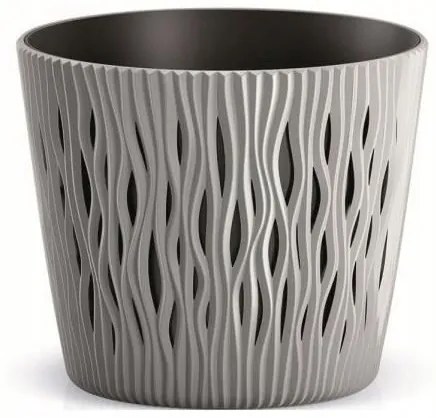 Ghiveci decorativ de flori, rotund, gri, 22.5x19.2 cm, Sandy Round