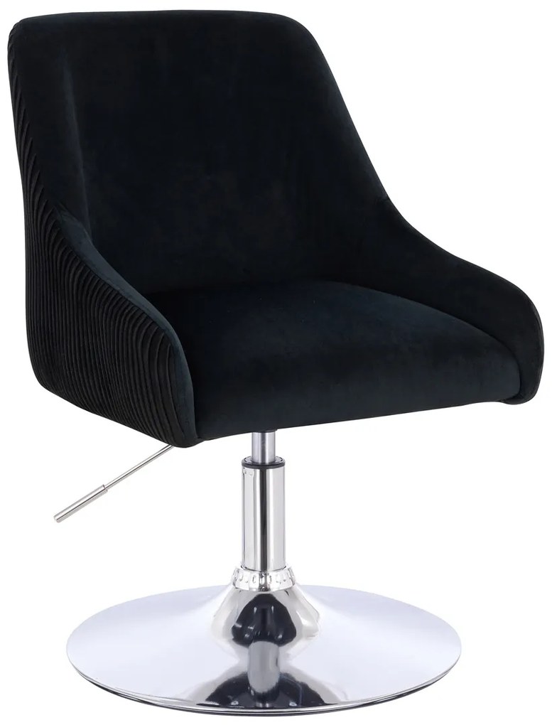 HR920N Scaun Neagră din Catifea cu Bază Cromata