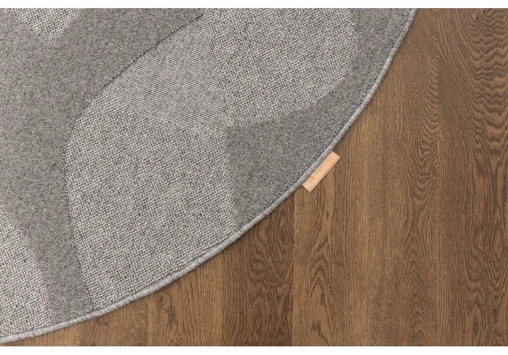 Covor gri rotund din lână ø 200 cm Morphic Botanica – Agnella