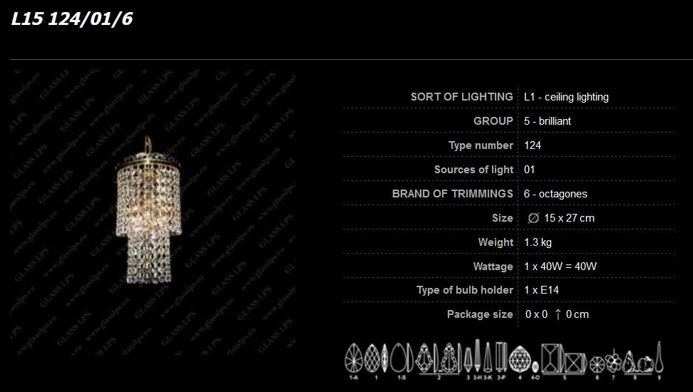 Lustra, Pendul LUX cristal Bohemia L15 124/01/6