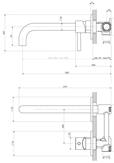 OMNIRES Y1215HLBL - Baterie lavoar încastrabilă Y negru