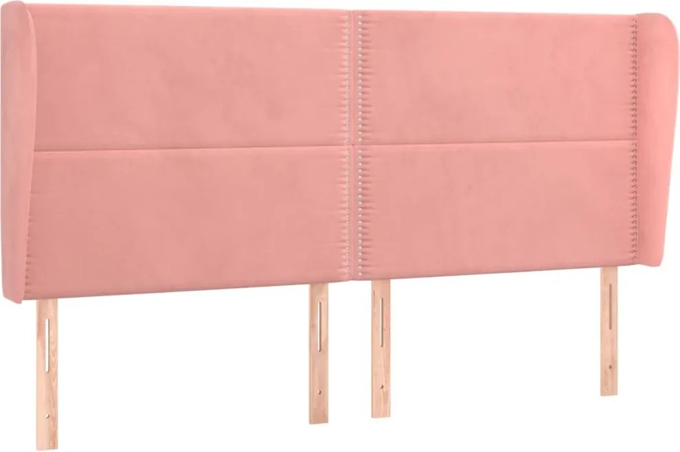 vidaXL Tăblie de pat cu aripioare, roz, 163x23x118/128 cm, catifea