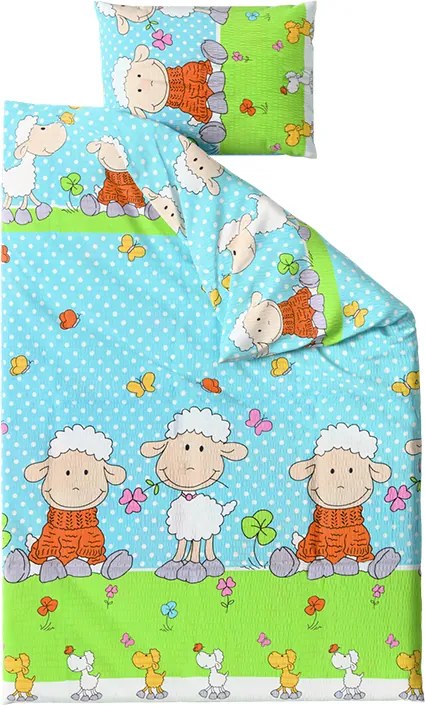 Lenjerie de pat din crep pentru patut OVECKY albastru Dimensiune lenjerie de pat: 45 x 65 cm | 90 x 135 cm