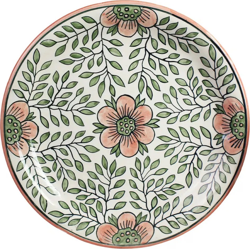 Platou rotund din ceramică pictată manual, Ø 37 x H 4,3 cm, multicolor, „Cleo"