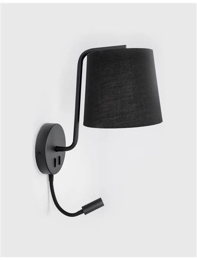 Aplica de perete moderna cu reader LED Sage neagra NVL-9129330