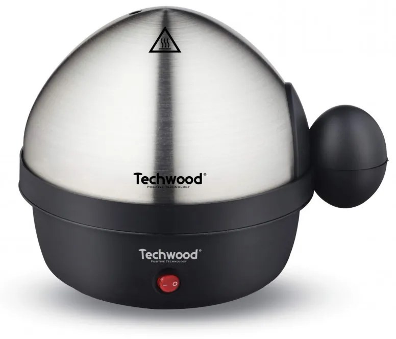 Fierbator pentru ouа Techwood TO-007, 350W, 7 oua, Functie de prajire pana la 4 ouăa, Alarma, Negru/Inox