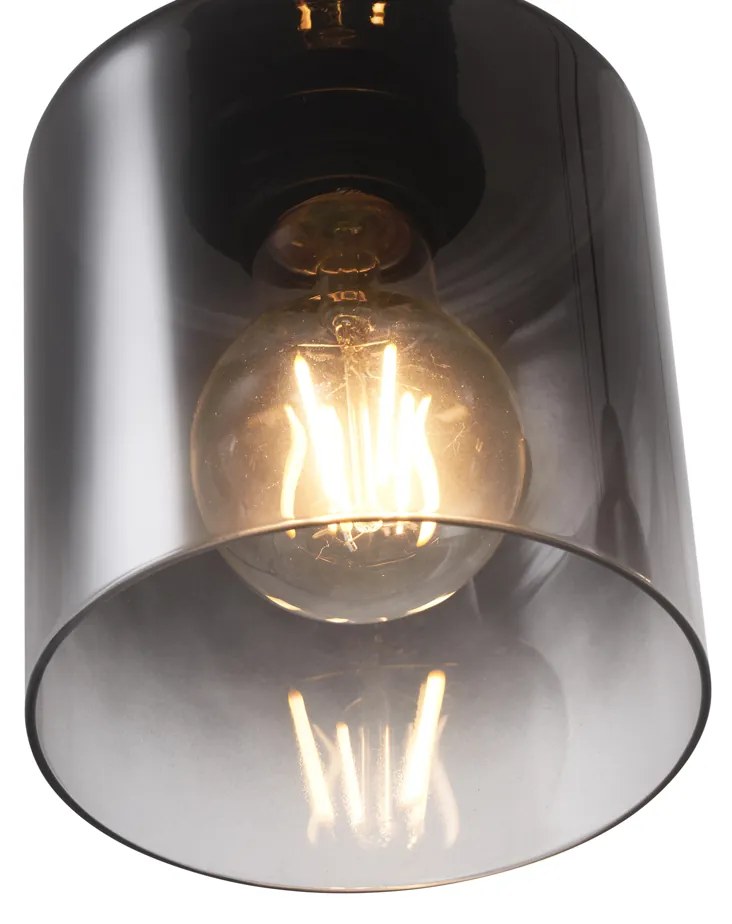 Lampă modernă pandantiv neagră cu sticlă fumuriu 4 lumini - Dame