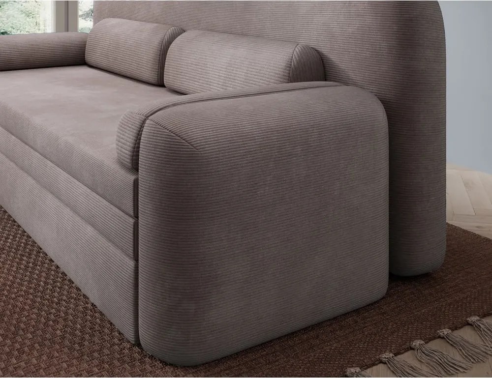 Canapea maro extensibilă/cu spațiu de depozitare cu tapițerie din catifea reiată 236 cm Elioss – ELTAP