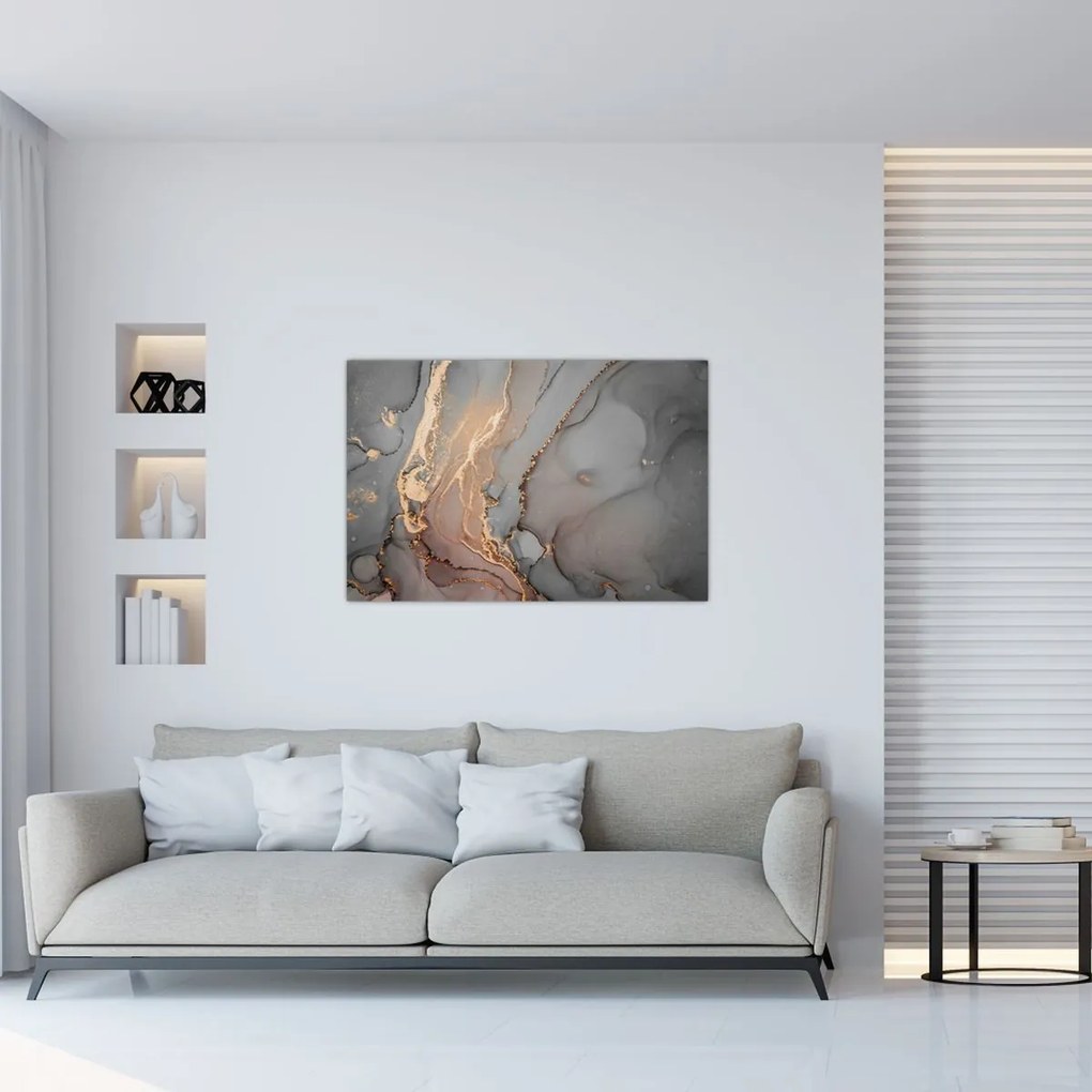 Tablou - Marmură gri-auriu (90x60 cm)