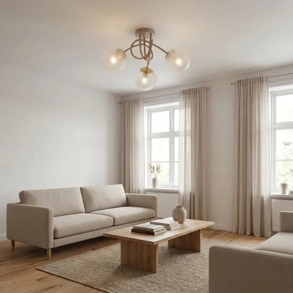 Brilagi - Lustră aplicată STELLA 3xE27/60W/230V bej/auriu