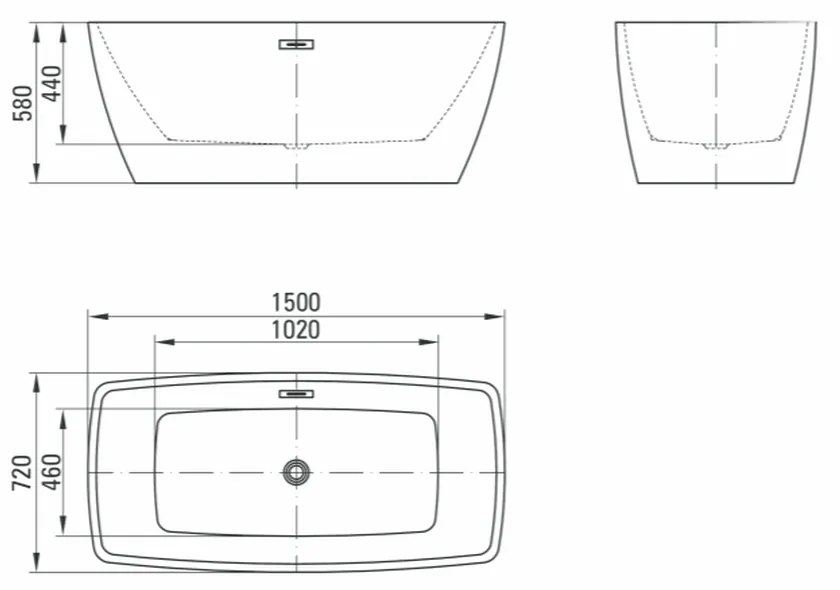 Cada baie freestanding dreptunghiulara 150 x 72 cm Deante Anemon 1500x720 mm