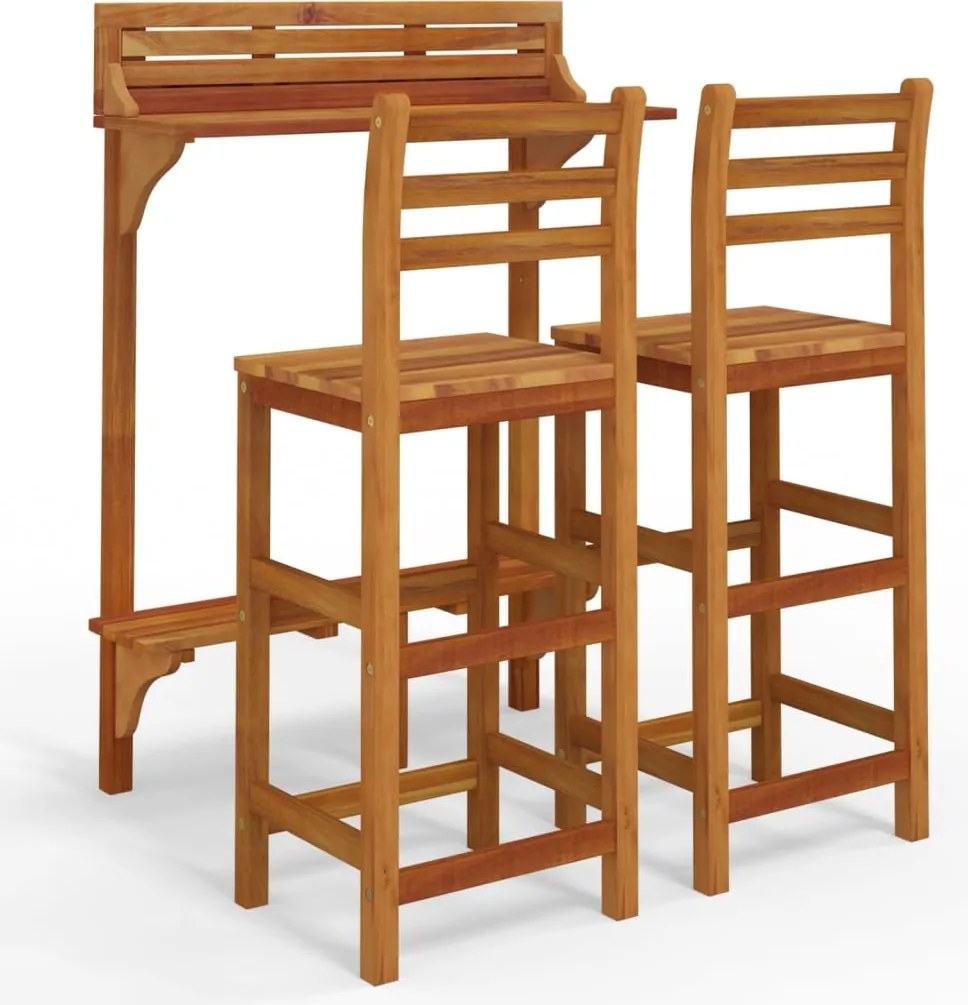 vidaXL Set mobilier de bar de grădină, 3 piese, lemn masiv de acacia