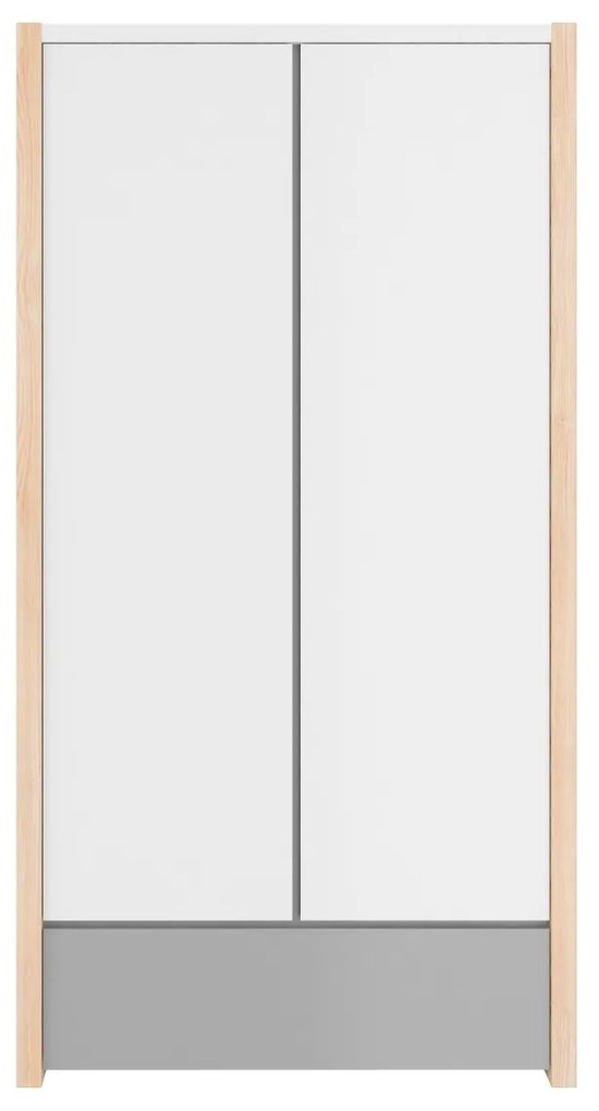 Dulap Pinette alb/gri/pin H190 cm