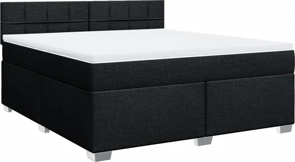vidaXL Pat box spring cu saltea, negru, 180x200 cm, catifea