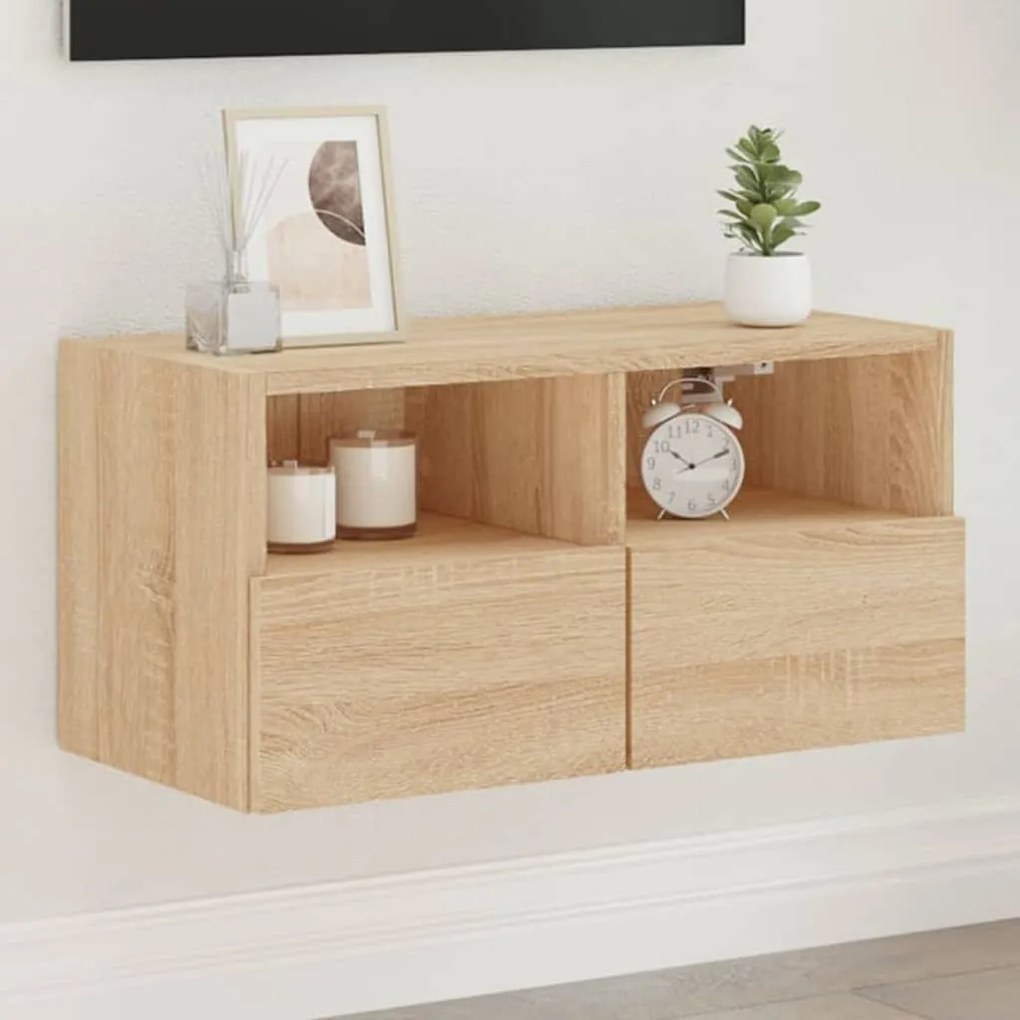 vidaXL Comodă TV de perete, stejar sonoma, 60x30x30 cm, lemn prelucrat