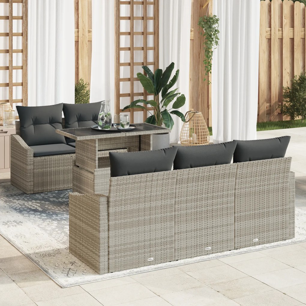 vidaXL Set de canapele pentru grădină cu pernă 6 pcs Gri deschis