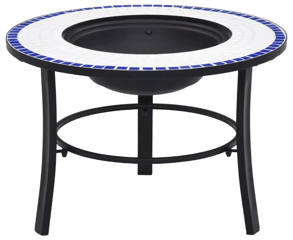 vidaXL Vatră de foc cu mozaic, albastru și alb, 68 cm, ceramică