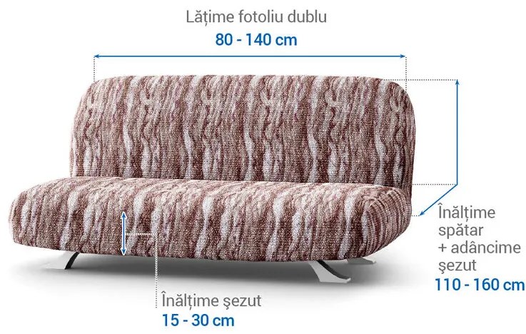 Huse bielastice OCEANO NOU bordo-maroniu 2fotoliu cu manere de lemn (l. 80 -140 cm)