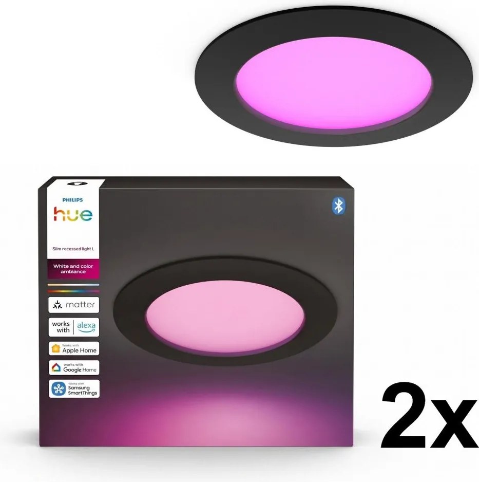 Philips - Set 2 buc. LED RGBW reglabil pentru baie, corp încastrat de tavan Hue SLIM LED/12W/230V IP44