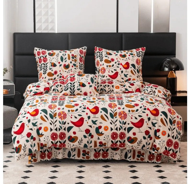 Lenjerie de pat microplus RETRO BIRD colorat Dimensiunile lenjeriei: 2 buc 70 x 90 cm | 200 x 220 cm