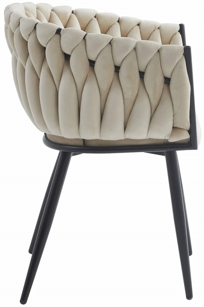Fotoliu de sufragerie beige ORION VELVET cu picioare negre