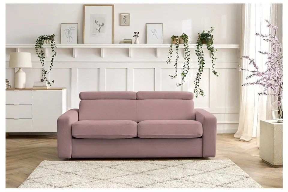 Canapea roz extensibilă 195 cm Monaco – Bobochic Paris