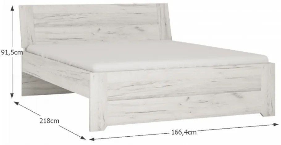 Set dormitor, (dulap, pat 160x200, 2x noptiera), alb craft, ANGEL