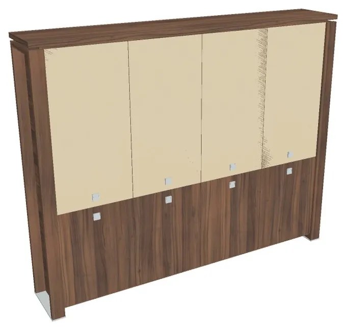 Dulap înalt Verno+ 260 x 46 x 210 cm, uși combinate, nuc / vanilie
