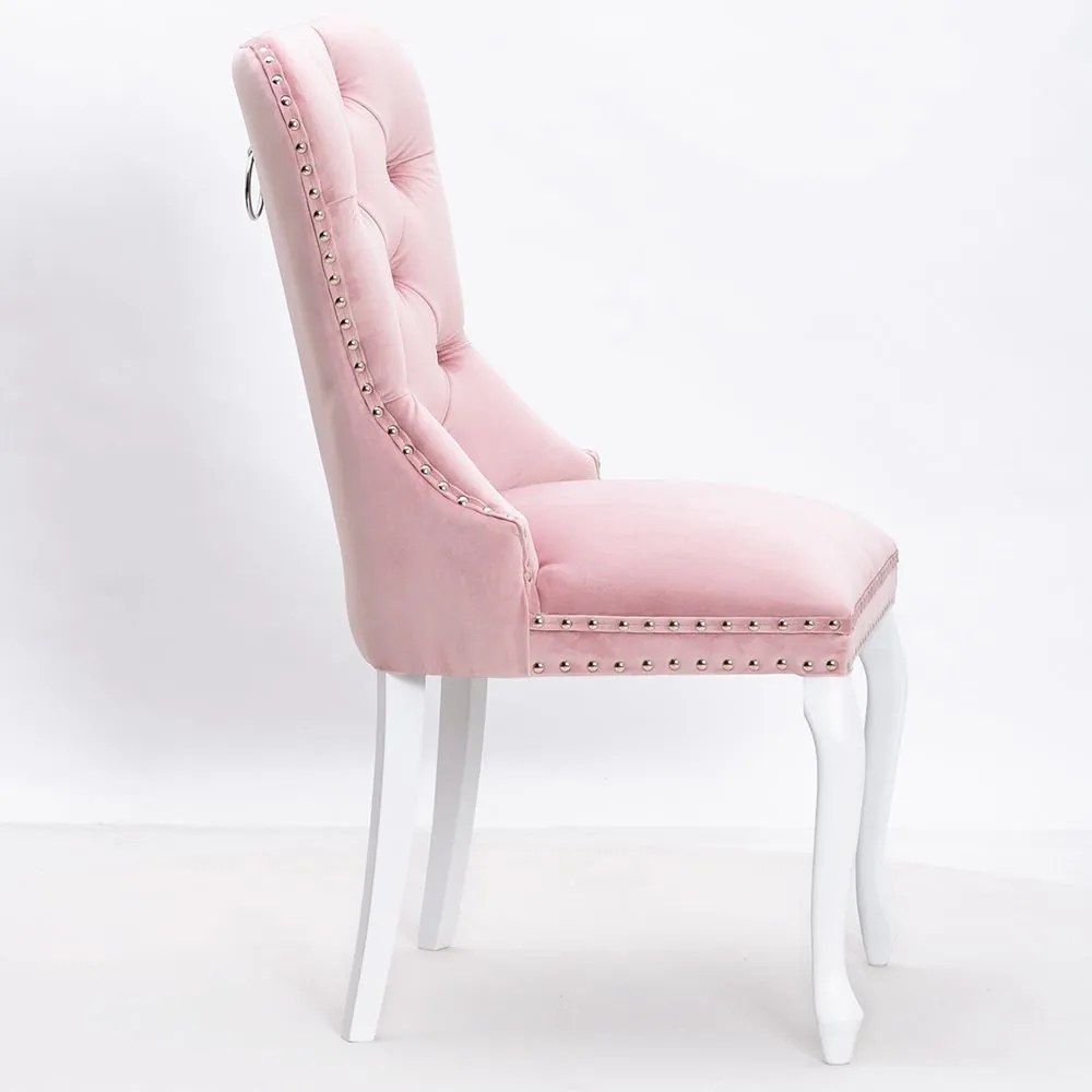 Scaun tapitat Madame Charlotte roz/alb
