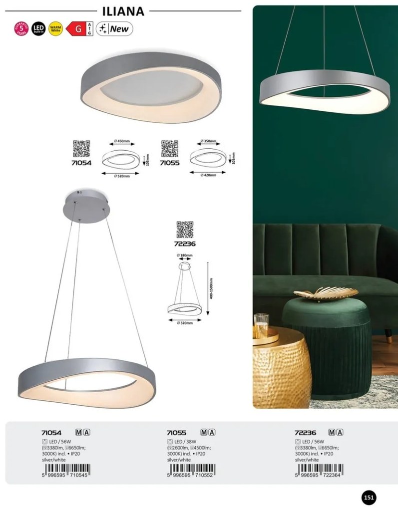 Lustra LED aplicata design circular Iliana 42cm