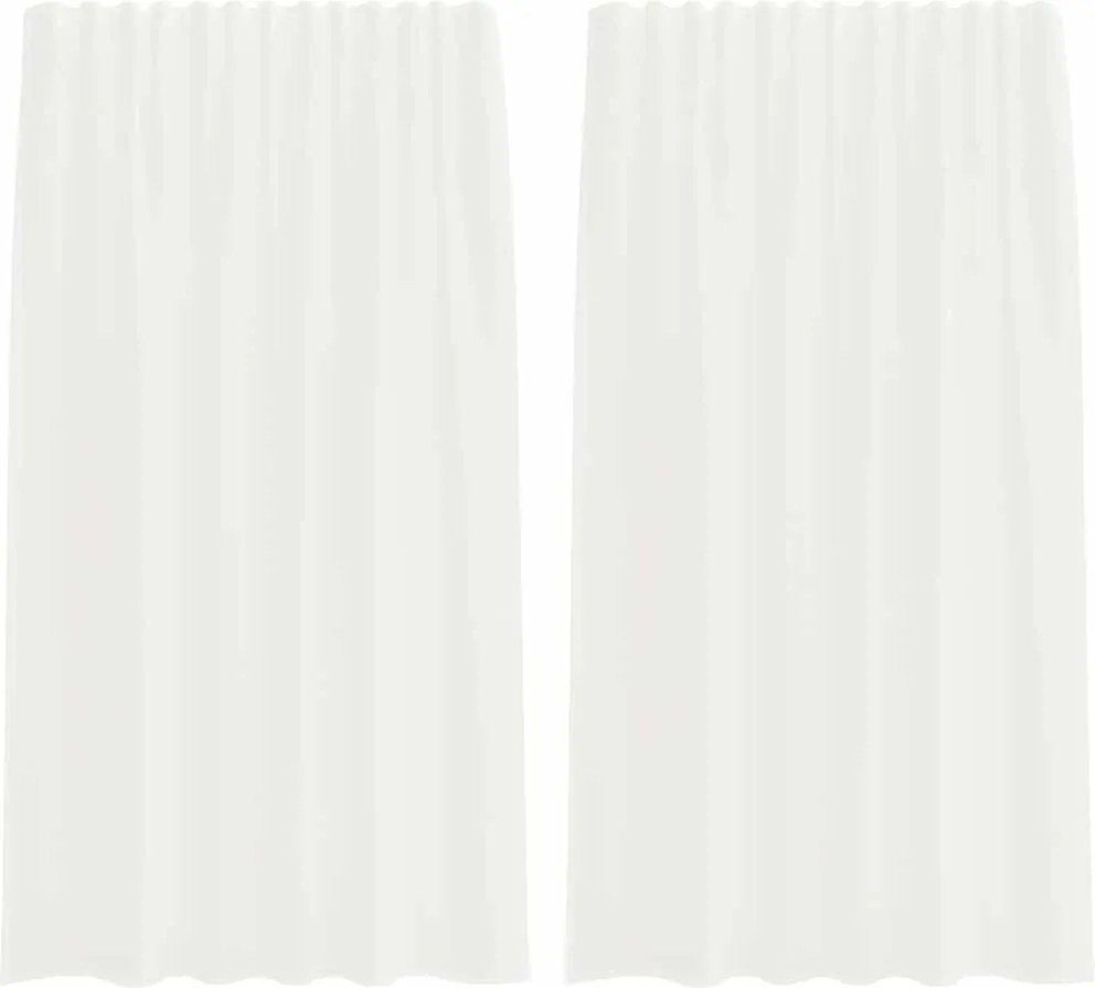 vidaXL Perdele Voile cu buzunare pentru bare 2 buc Alb