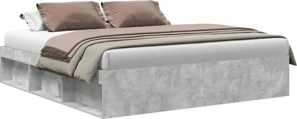 vidaXL Cadru de pat super king, gri beton, 180x200 cm