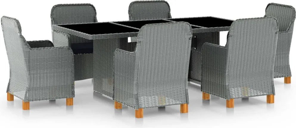 vidaXL Set mobilier de exterior cu perne,7 piese,gri deschis,poliratan