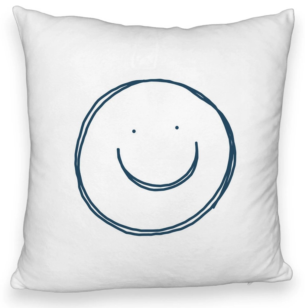 Perna Decorativa Fluffy, Model Smiley Face, 40x40 cm, Alba, Husa Detasabila, Burduf