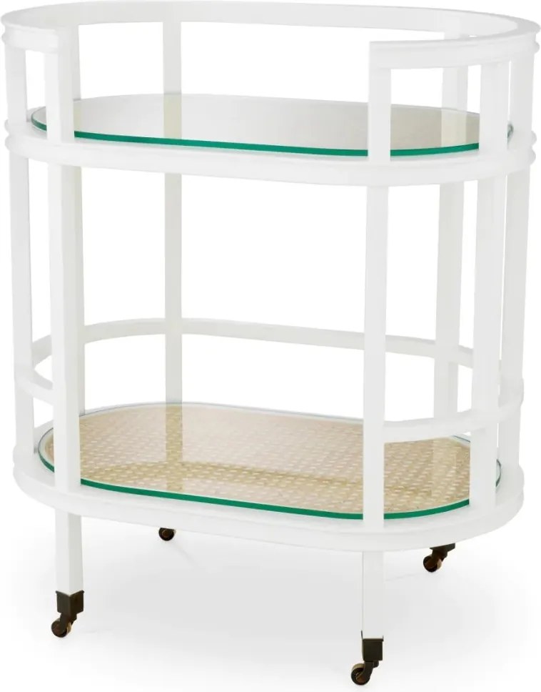 Gheridon LUX, Lemn, Rattan, Bahamas alb