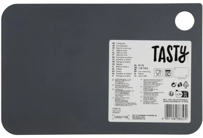 Tocator Tasty 678357, 24,5x16 cm, Orificiu pentru agatat, Plastic, Gri