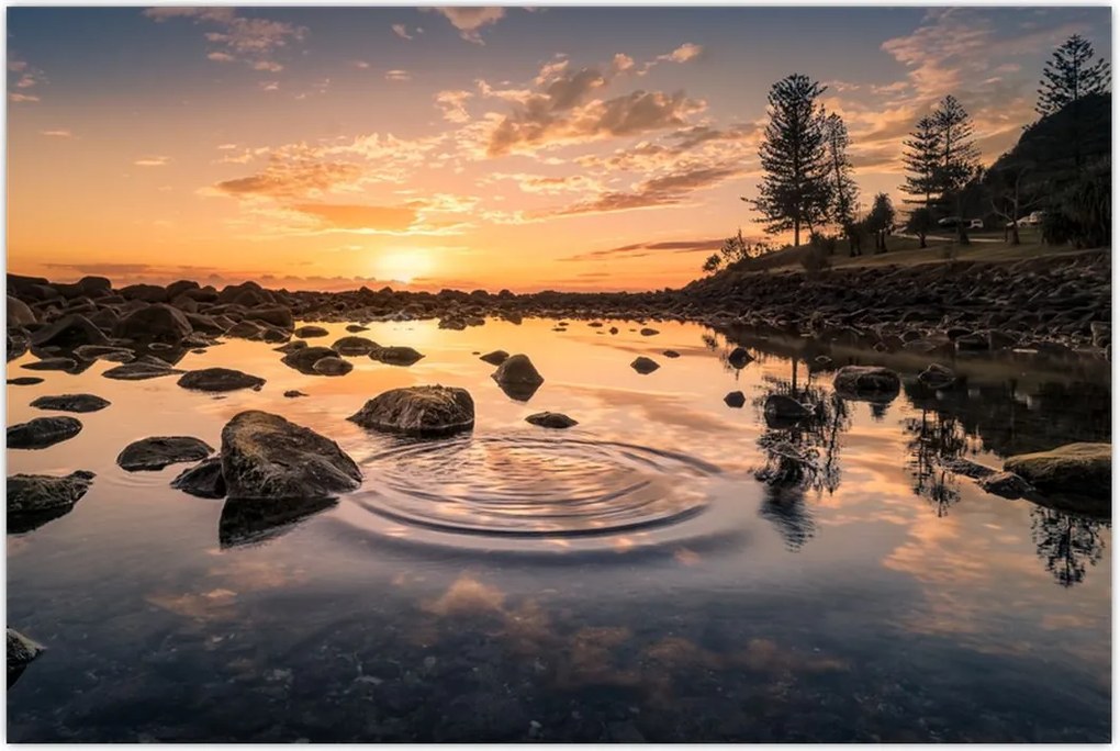 Tablou - Apus de soare la lac (90x60 cm)
