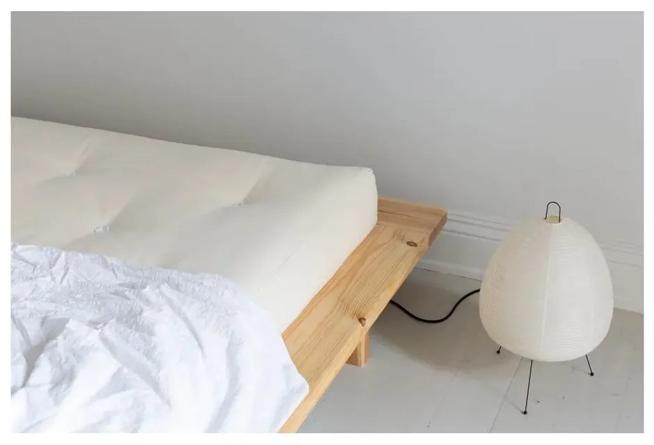 Pat matrimonial în culoare naturală din lemn de pin cu somieră 160x200 cm Japan – Karup Design